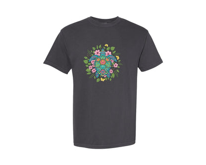 brand:Comfort Colors|color:Graphite|Summer Sea Turtle Floral Boho Flower 11 Graphic T-Shirt