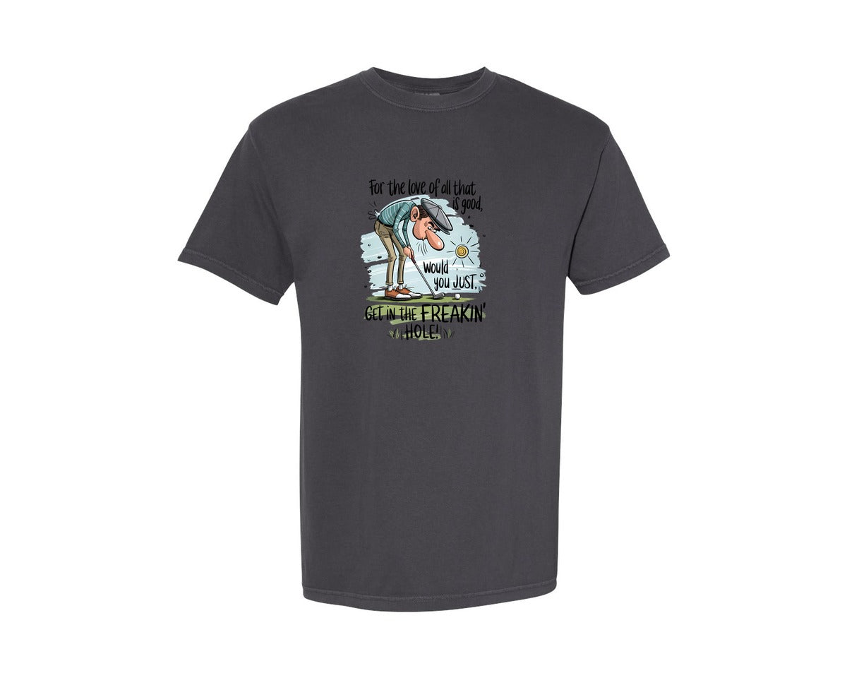 brand:Comfort Colors|color:Graphite|Funny Golf Get In The Hole 2 Graphic T-Shirt
