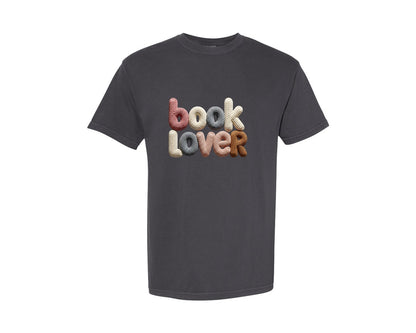 brand:Comfort Colors|color:Graphite|Chunky Book Lover Yarn Graphic T-Shirt