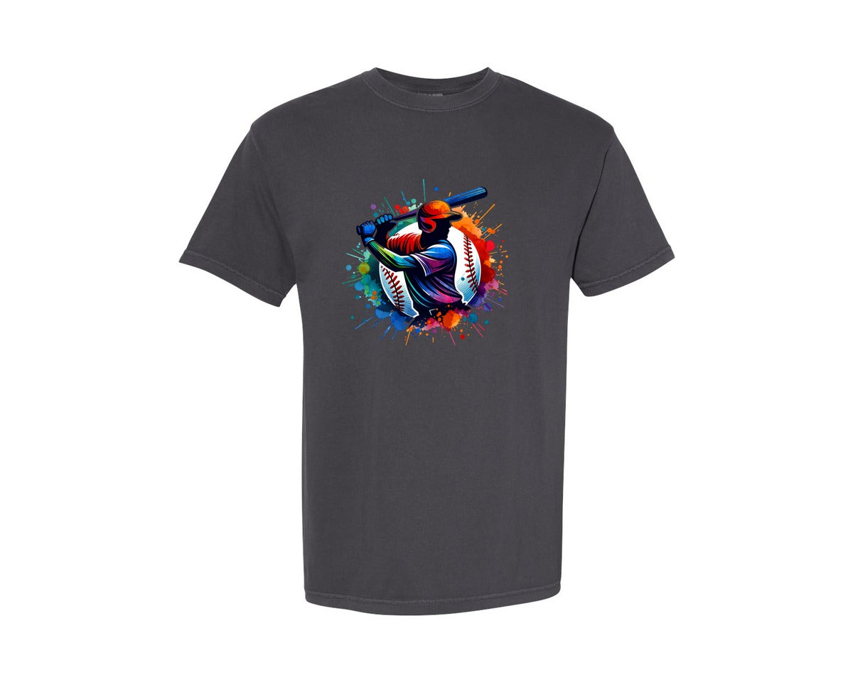 brand:Comfort Colors|color:Graphite|Colorful Baseball Game Day Mascot Graphic T-Shirt