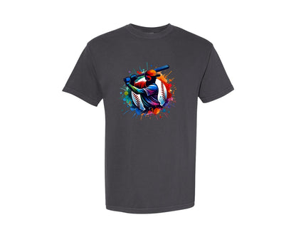 brand:Comfort Colors|color:Graphite|Colorful Baseball Game Day Mascot Graphic T-Shirt