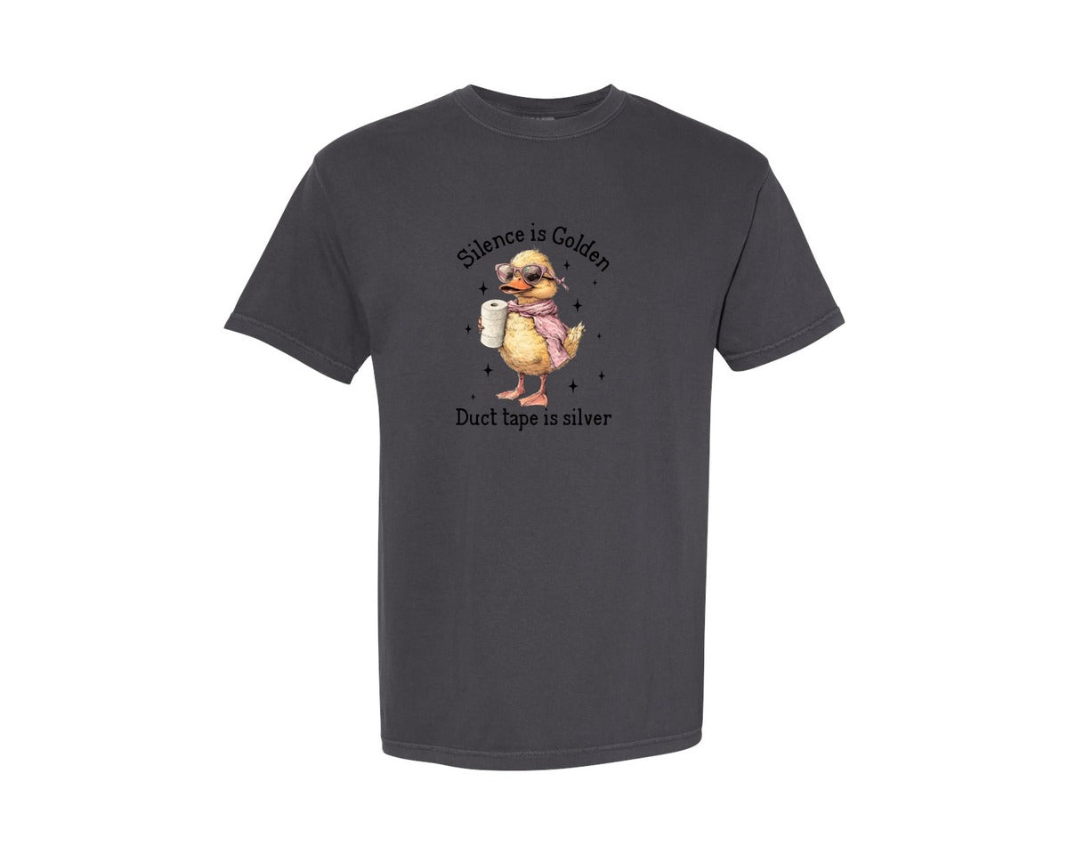 brand:Comfort Colors|color:Graphite|Silence Is Golden Sarcastic Funny Graphic T-Shirt