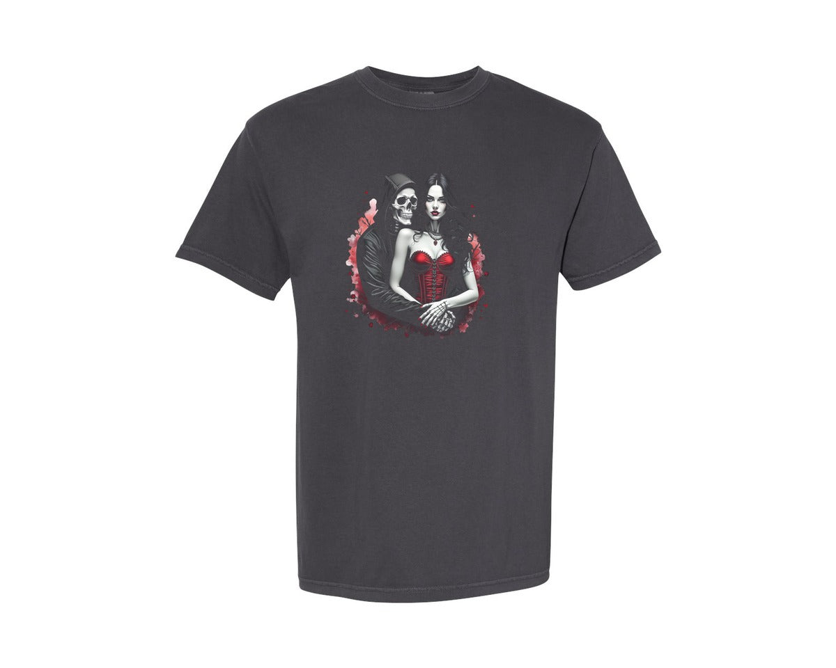 brand:Comfort Colors|color:Graphite|Gothic Skull Lover Graphic T-Shirt