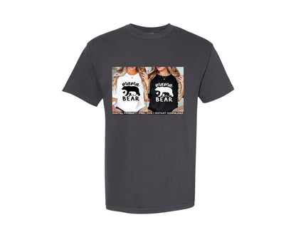 brand:Comfort Colors|color:Graphite|Mothers Day Mama Bear Family Tee Shirt Graphic T-Shirt