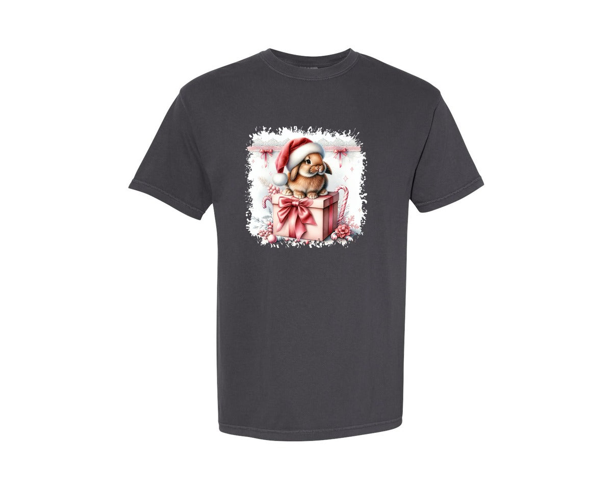 brand:Comfort Colors|color:Graphite|Bunny Christmas Square Tshirt Graphic T-Shirt