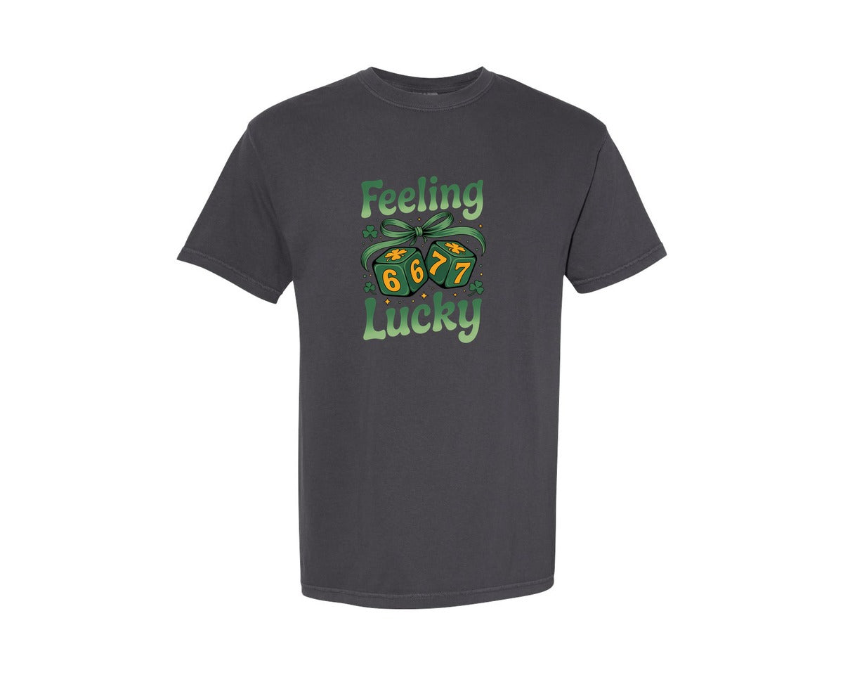brand:Comfort Colors|color:Graphite|Feeling Lucky 67 Design Graphic T-Shirt