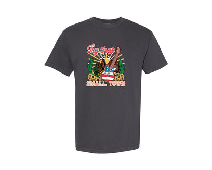 brand:Comfort Colors|color:Graphite|Try That In Small Town Music Graphic T-Shirt
