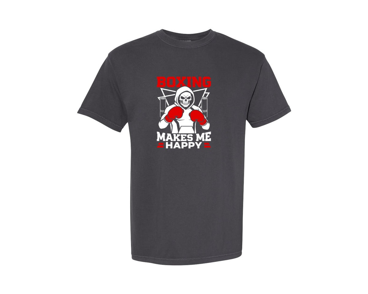 brand:Comfort Colors|color:Graphite|Boxing Makes Me Happy T Shirt Graphic T-Shirt