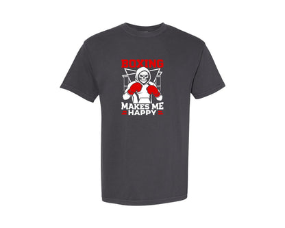 brand:Comfort Colors|color:Graphite|Boxing Makes Me Happy T Shirt Graphic T-Shirt