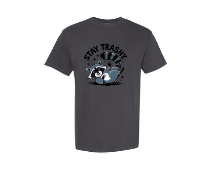 brand:Comfort Colors|color:Graphite|Stay Trashy Cute Raccoon Art Graphic T-Shirt