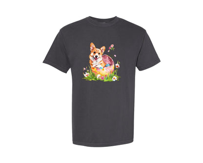 brand:Comfort Colors|color:Graphite|Easter Pembroke Welsh Corgi Graphic T-Shirt