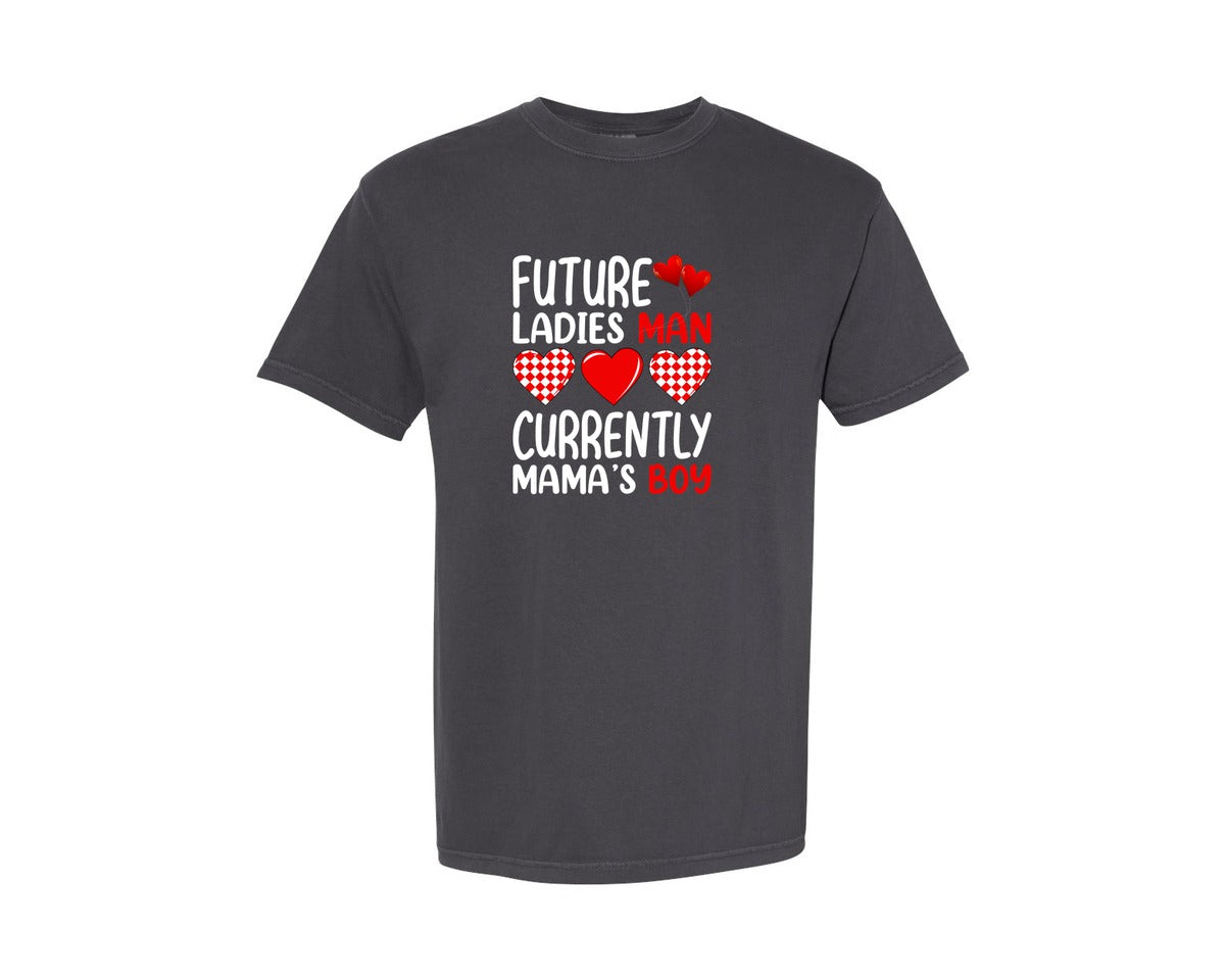 brand:Comfort Colors|color:Graphite|Valentines Day Boy Cute Ladies Man Mama Graphic T-Shirt