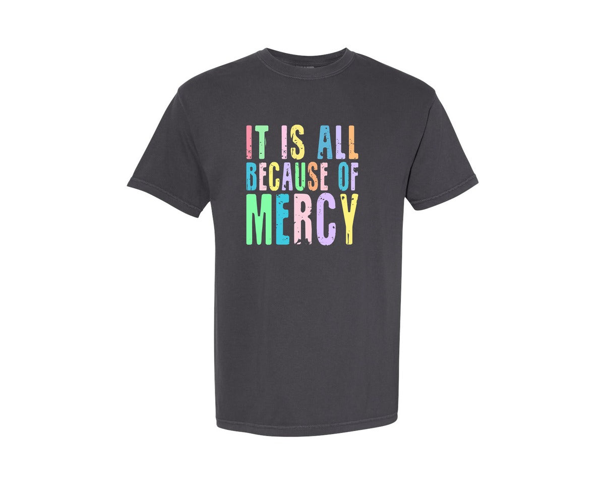 brand:Comfort Colors|color:Graphite|It Is All Because Of Mercy Graphic T-Shirt