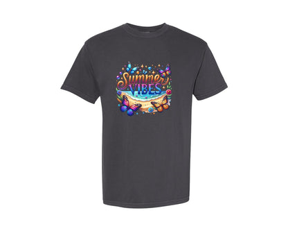 brand:Comfort Colors|color:Graphite|Summer Vibes Butterflies Graphic T-Shirt
