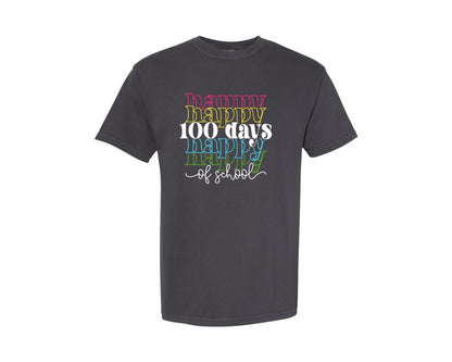 brand:Comfort Colors|color:Graphite|Happy 100 Days Of School 45 Graphic T-Shirt