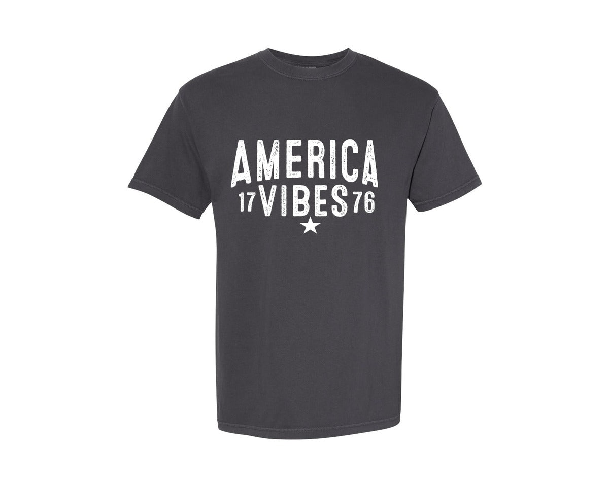 brand:Comfort Colors|color:Graphite|America Vibes 1776 4Th Of July Graphic T-Shirt