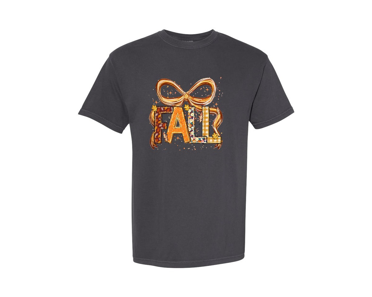 brand:Comfort Colors|color:Graphite|Preppy Fall Coquette Design Graphic T-Shirt