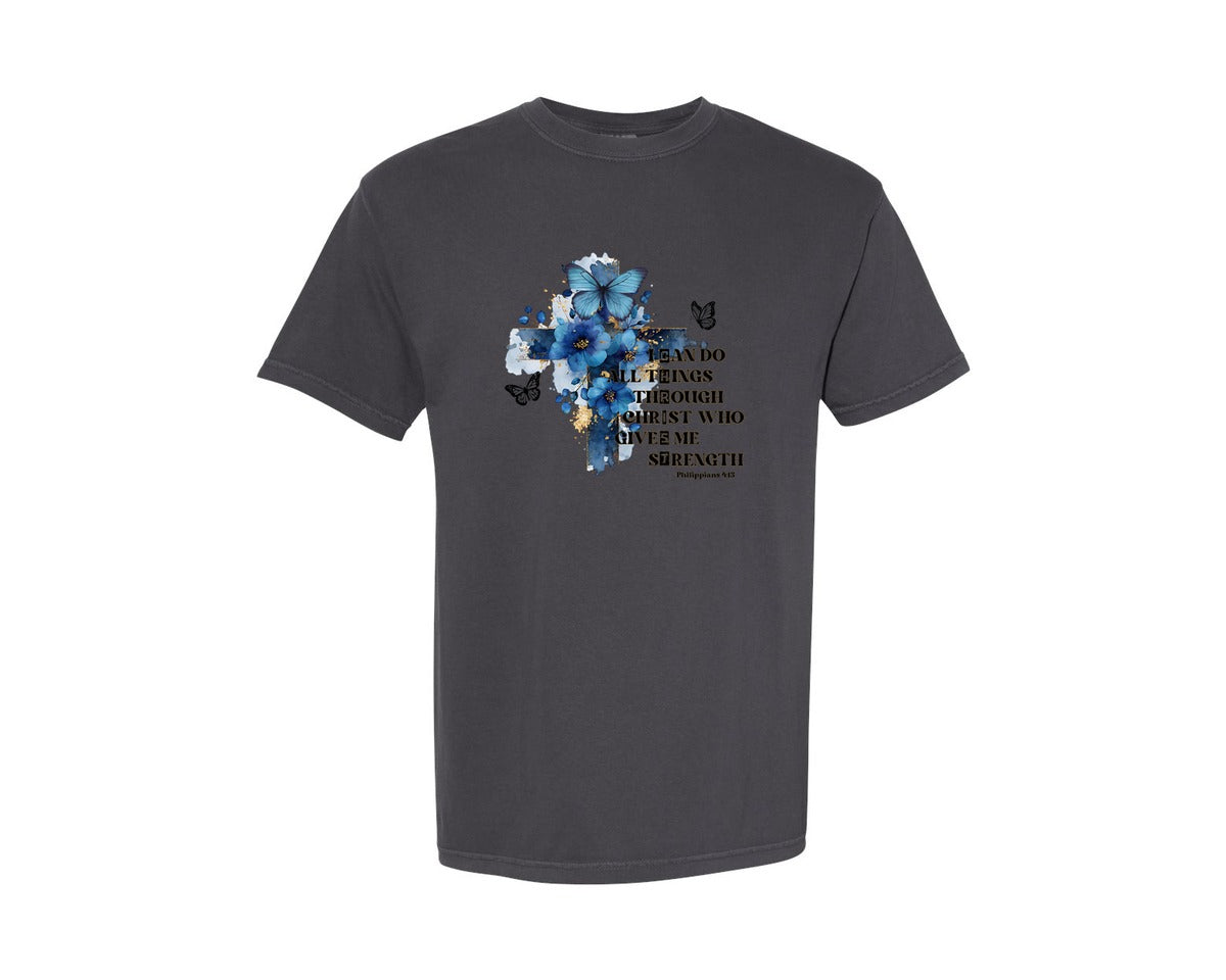 brand:Comfort Colors|color:Graphite|I Can Do All Things Christian Graphic T-Shirt