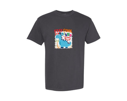 brand:Comfort Colors|color:Graphite|Cute Dinosaur Cartoon T Shirt Design Graphic T-Shirt