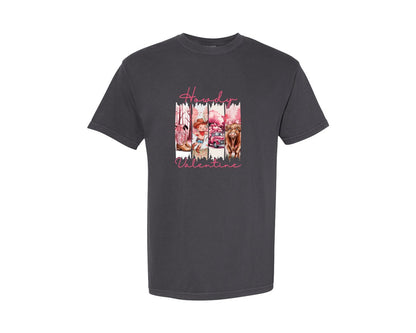 brand:Comfort Colors|color:Graphite|Howdy Valentine Western Pink Truck Graphic T-Shirt