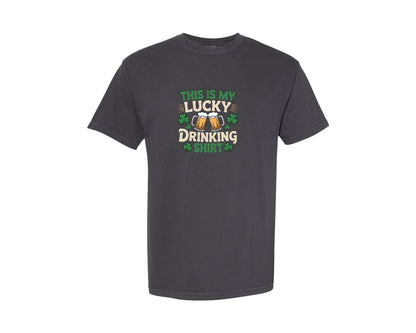 brand:Comfort Colors|color:Graphite|Lucky Drinking Shirt 2 Graphic T-Shirt