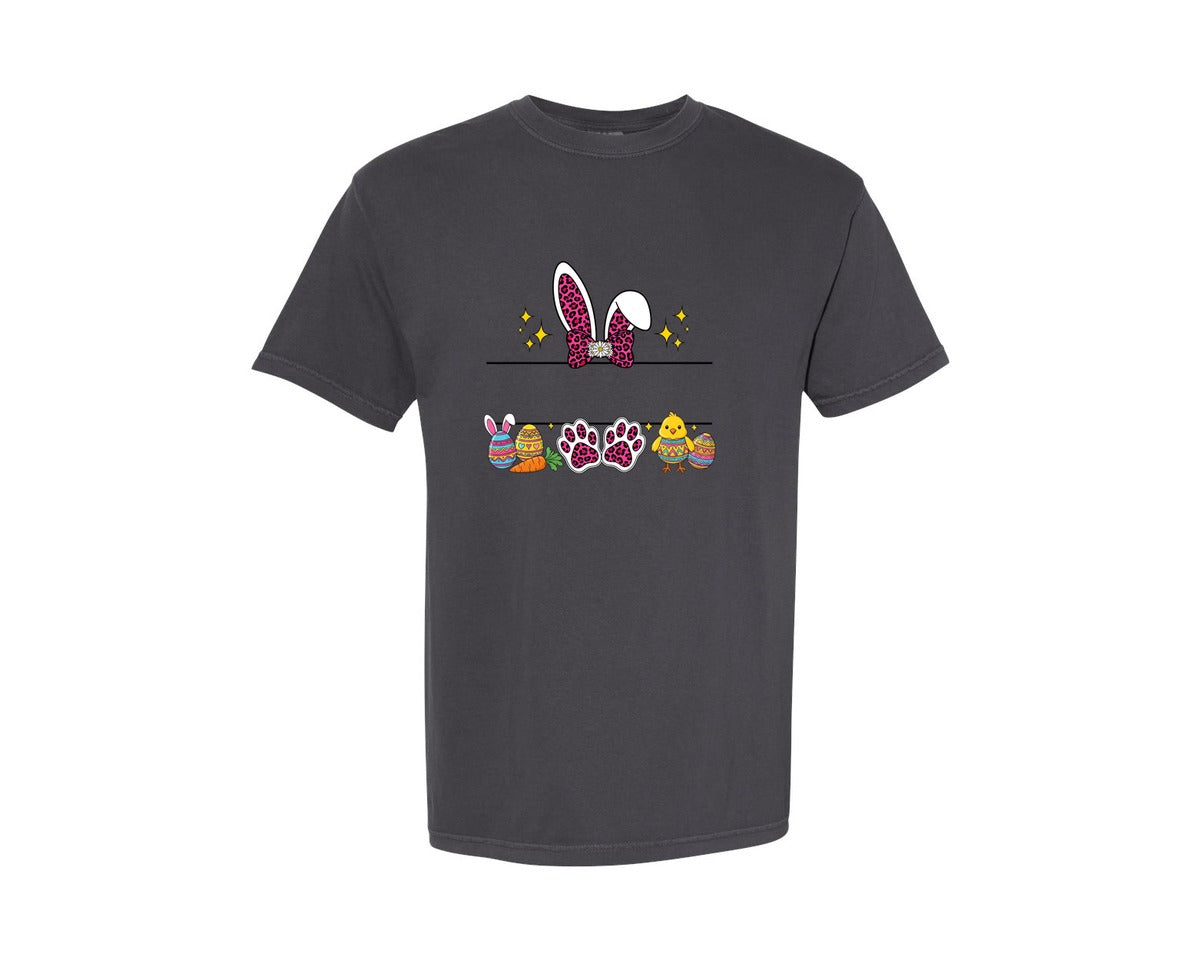 brand:Comfort Colors|color:Graphite|Easter Split Name Frame Graphic T-Shirt