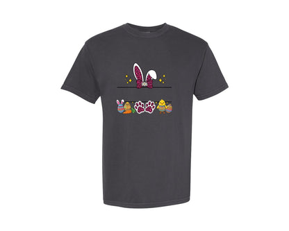 brand:Comfort Colors|color:Graphite|Easter Split Name Frame Graphic T-Shirt