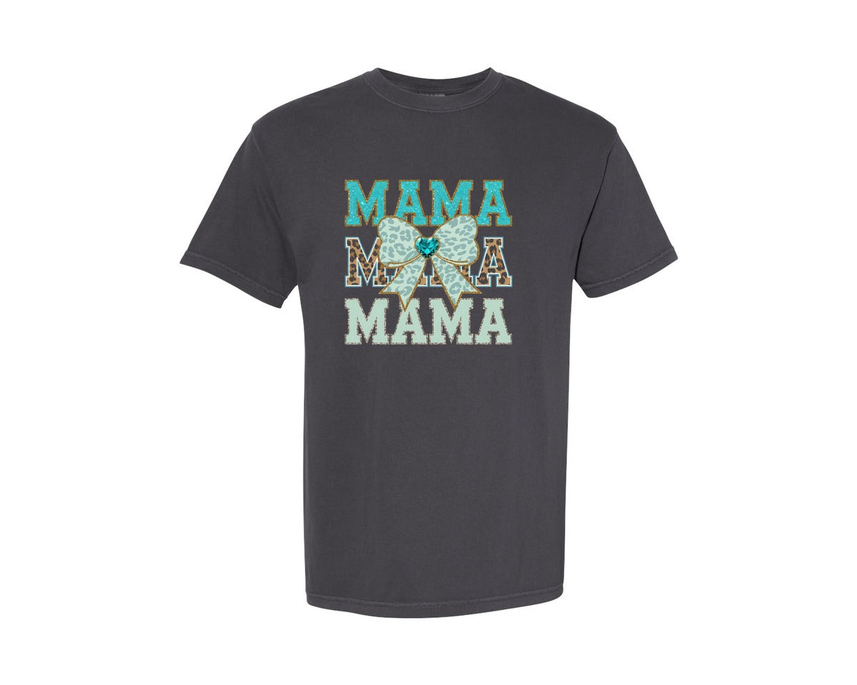 brand:Comfort Colors|color:Graphite|Western Mama Leopard Coquette Bow Graphic T-Shirt