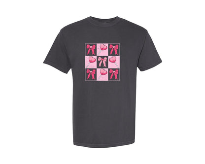 brand:Comfort Colors|color:Graphite|Retro Checkered Valentine Sucker Graphic T-Shirt