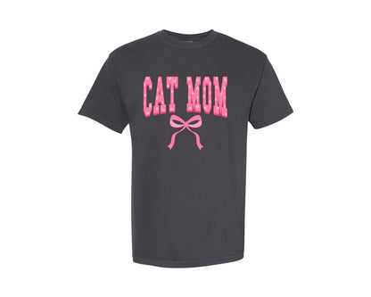 brand:Comfort Colors|color:Graphite|Cat Mama Mom Mothers Day Coquette Graphic T-Shirt
