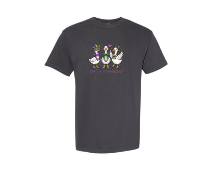 brand:Comfort Colors|color:Graphite|Party Like Its Mardi Gras Goose 2 Graphic T-Shirt