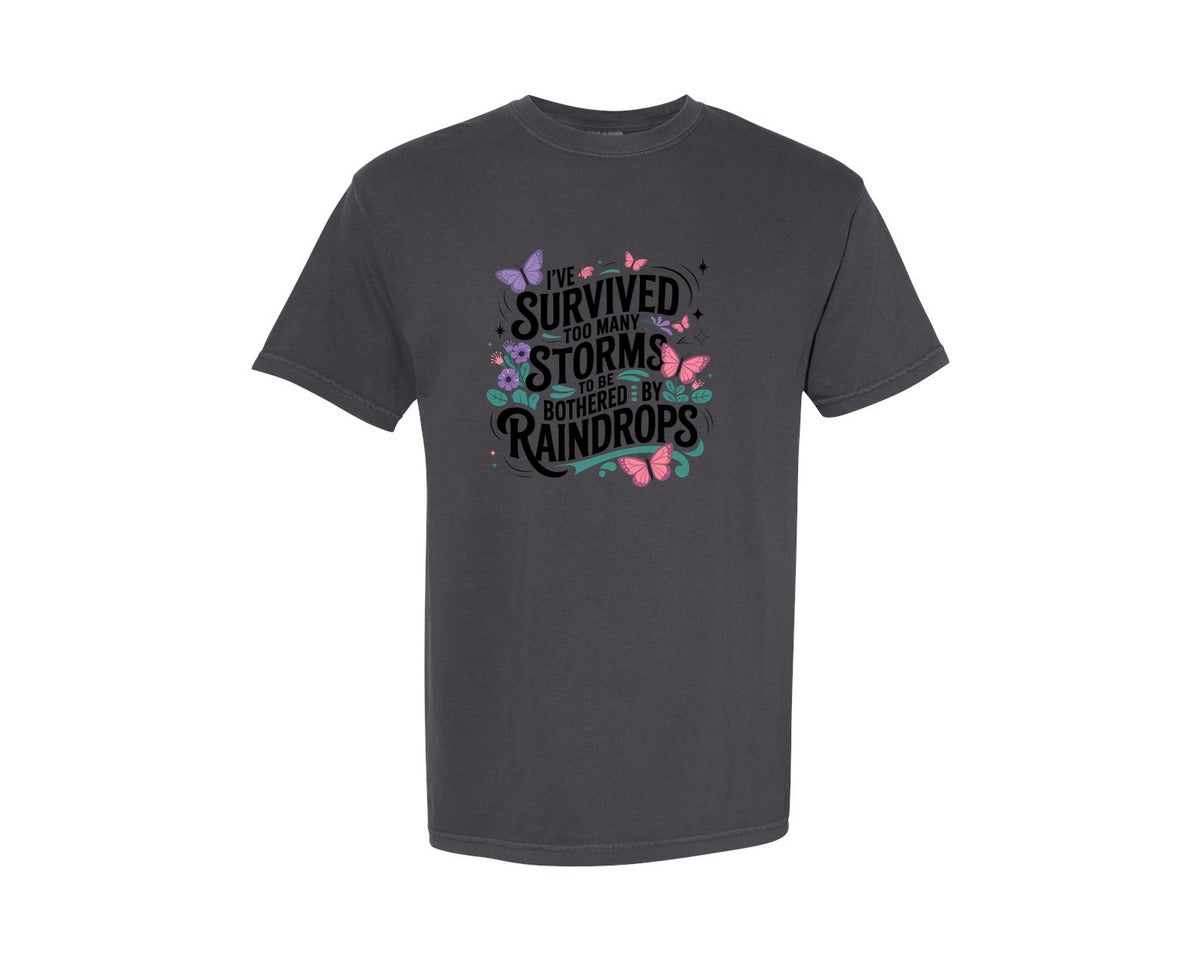 brand:Comfort Colors|color:Graphite|Survived Storms Inspirational Graphic T-Shirt