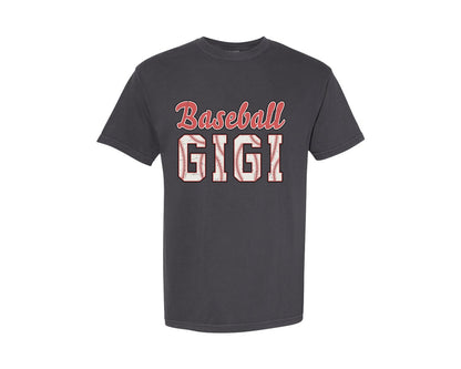 brand:Comfort Colors|color:Graphite|Retro Baseball Gigi Dtf Graphic T-Shirt