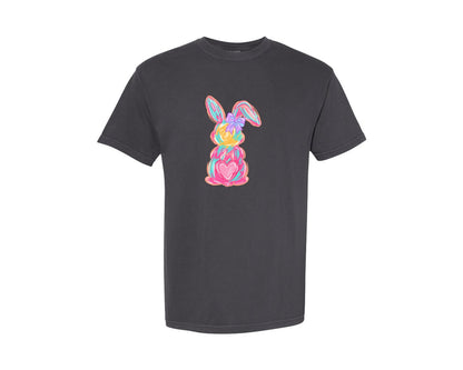 brand:Comfort Colors|color:Graphite|Brushstroke Bunny Pink Easter Graphic T-Shirt