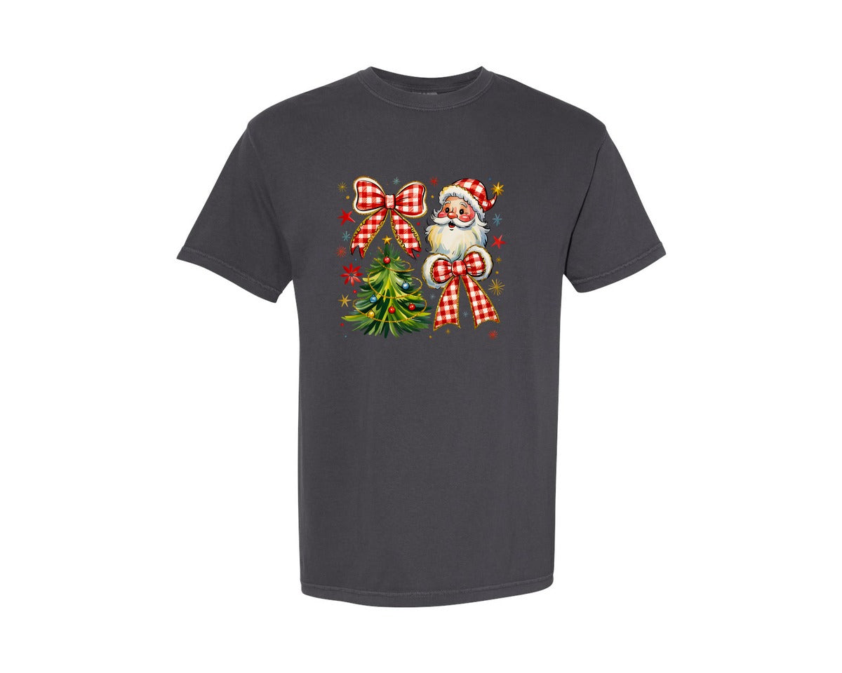 brand:Comfort Colors|color:Graphite|Santa Coquette Christmas Retro Tree Graphic T-Shirt