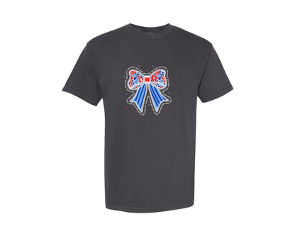 brand:Comfort Colors|color:Graphite|Coquette 4Th Of July Land Of Free Graphic T-Shirt