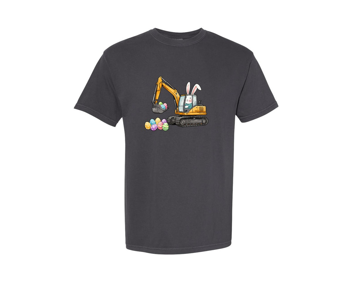 brand:Comfort Colors|color:Graphite|Bunny Easter Excavator Graphic T-Shirt