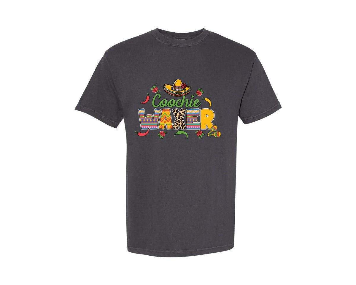 brand:Comfort Colors|color:Graphite|Cinco De Mayo Coochie Waxer Mexico Graphic T-Shirt