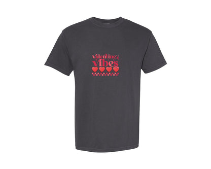 brand:Comfort Colors|color:Graphite|Candy Heart Valentine Vibes Love Graphic T-Shirt