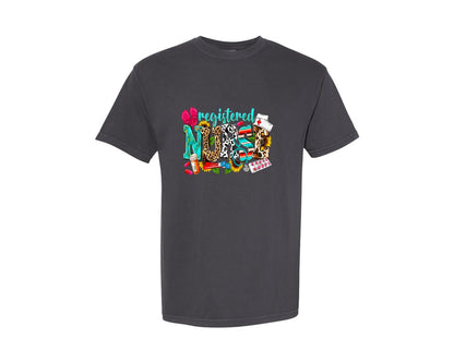 brand:Comfort Colors|color:Graphite|Registered Nurse Colorful Medical Design Graphic T-Shirt