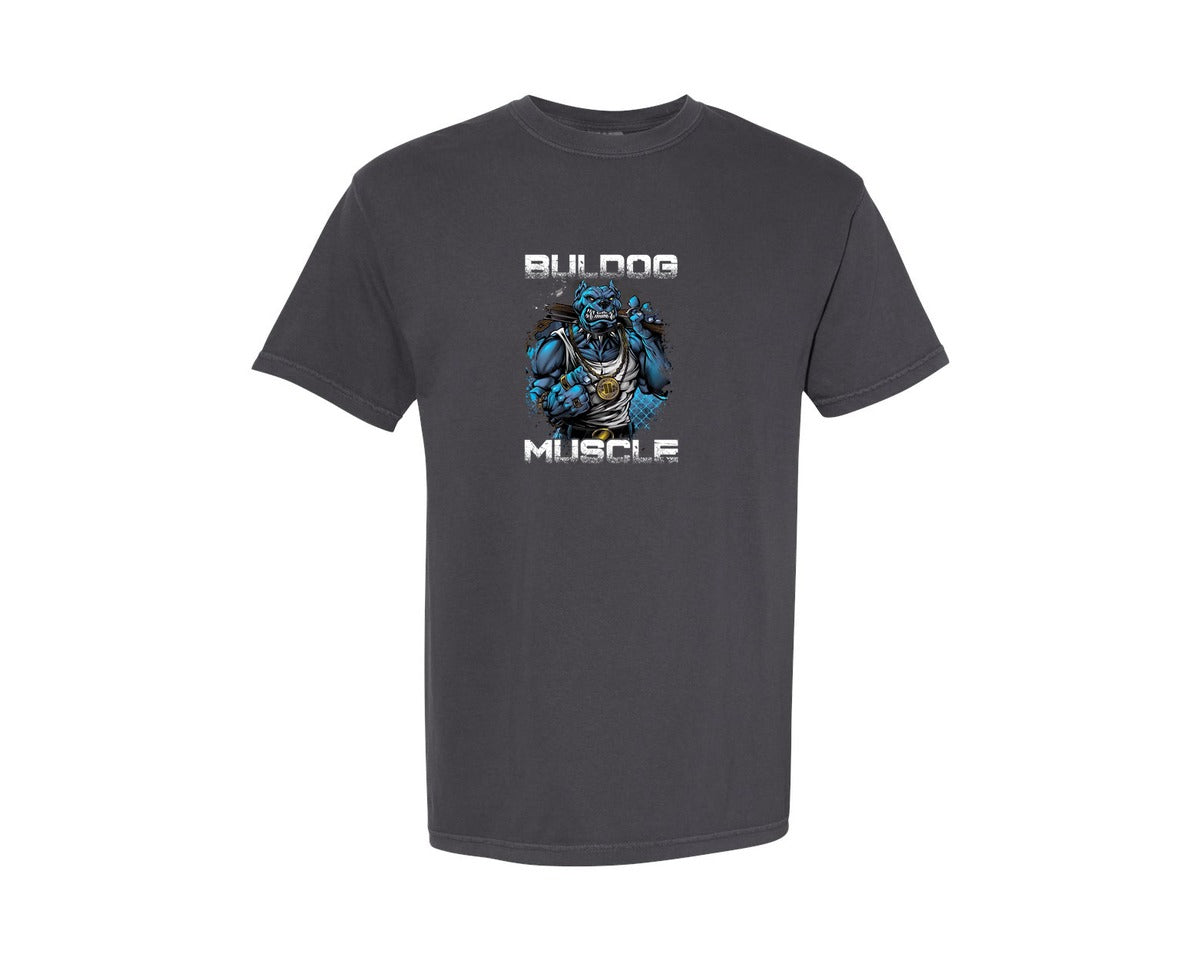 brand:Comfort Colors|color:Graphite|Buldog Muscle Gym T Shirt Graphic T-Shirt