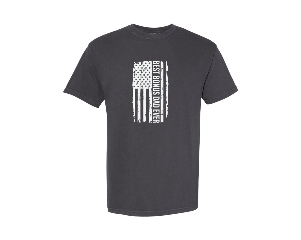 brand:Comfort Colors|color:Graphite|Mens Step Dad T Shirt For Gift Best Graphic T-Shirt