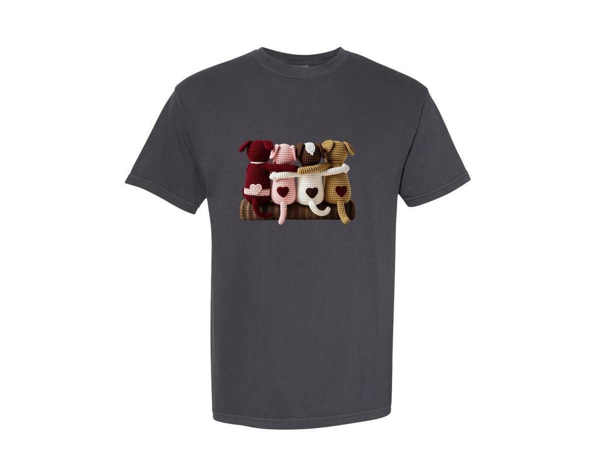 brand:Comfort Colors|color:Graphite|Valentine Crochet Dogs Graphic T-Shirt