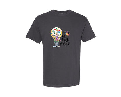 brand:Comfort Colors|color:Graphite|Autism Awareness Let Your Light Shine Graphic T-Shirt