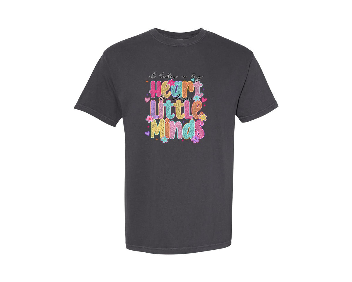 brand:Comfort Colors|color:Graphite|Big Heart Little Minds Teacher Graphic T-Shirt