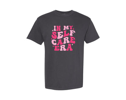 brand:Comfort Colors|color:Graphite|In My Self Care Era Retro T Shirt Graphic T-Shirt