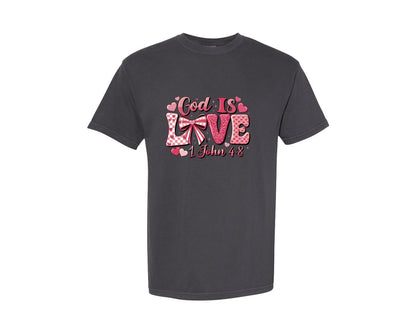 brand:Comfort Colors|color:Graphite|God Is Love Christian Graphic T-Shirt