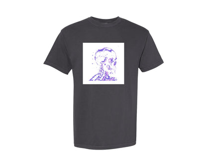 brand:Comfort Colors|color:Graphite|Full Print Neon Skull Graphic T-Shirt