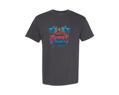 brand:Comfort Colors|color:Graphite|Sweet Summer Time Palm Trees Graphic T-Shirt