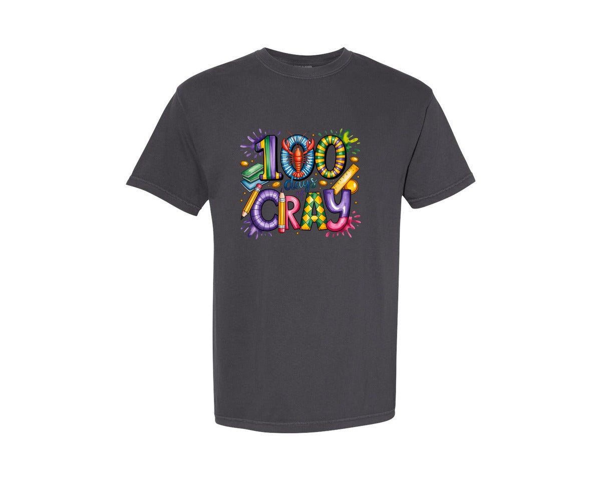 brand:Comfort Colors|color:Graphite|100 Days Of Cray Mardi Gras 2 Graphic T-Shirt